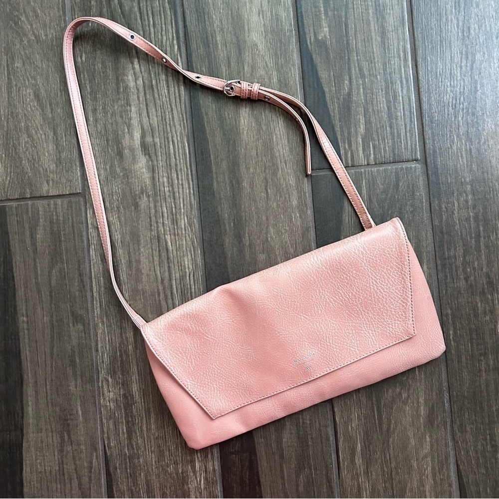 Matt & Nat Pebbled Vegan Leather Convertible Crossbody or Clutch Purse Salmon